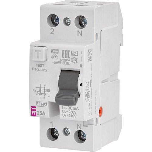 ETI Aardlekschakelaar EFI-P2 25A 30mA 2p 2061111 - 432000312 - 20000680