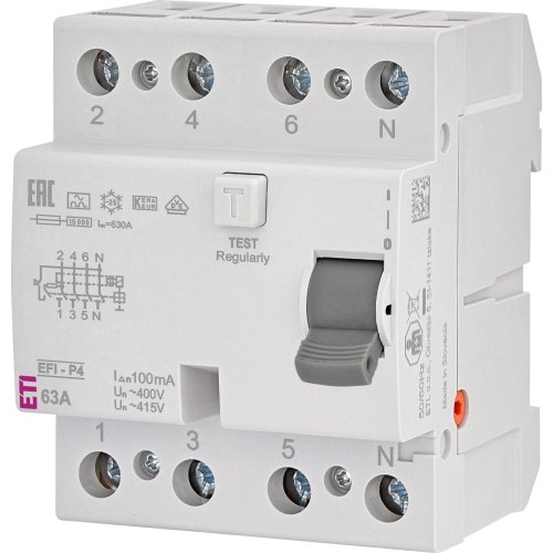 ETI Aardlekschakelaar EFI-P4 63A 100mA 4p 2061523 - 432000364 - 20000695
