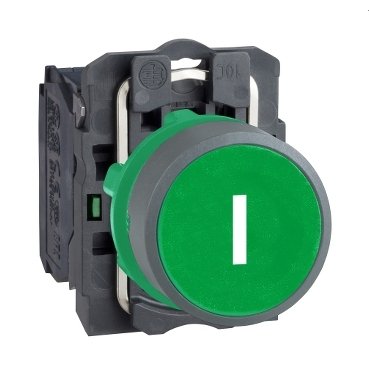 Schneider Electric green flush pushbutton white marked "I" 1NO screw cl cp grey - 612d545970a414b29f13f076c0e2bcb2 - 20083823