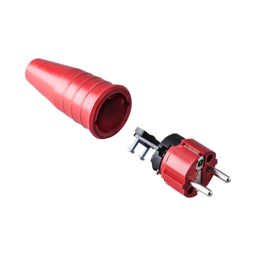 Keraf Volrubber contactstop 16A 250V~ bus/randaarde geheel rood - 62d5f7b654a1730afb90012358b921dc - 20157454