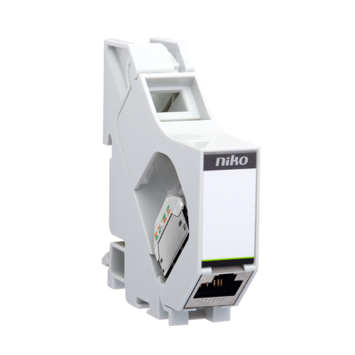Niko DIN-rail module met afgeschermde RJ45-connector STP Cat. 5E, klaar voo - 650 14567 foto - 20055708