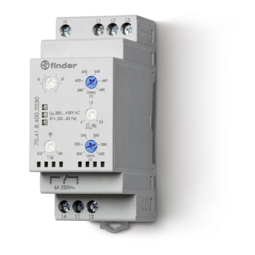 FINDER bewakingsrelais 1w 400vac 3 fase 70.41.8.400.2030 - 7041 - 4375365