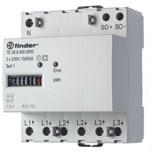 Finder FIN KWH METER 3x65A 100 puls/kWh MID - 7e360000 - 20007945