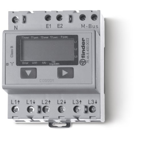 Finder FIN KWH MTR 3x65A LCD MID M-Bus - 7e4684000022 - 20007946