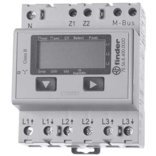 Finder FIN KWH METER 3x6A LCD MID M-Bus - 7e5684000020 - 20007948