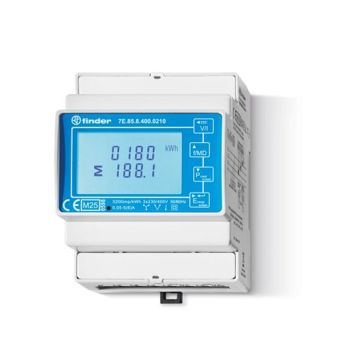 Finder IN KWH MTR 3x6A d+n LCD MID Modbus+2xSO - 7e8584000210 - 20007950