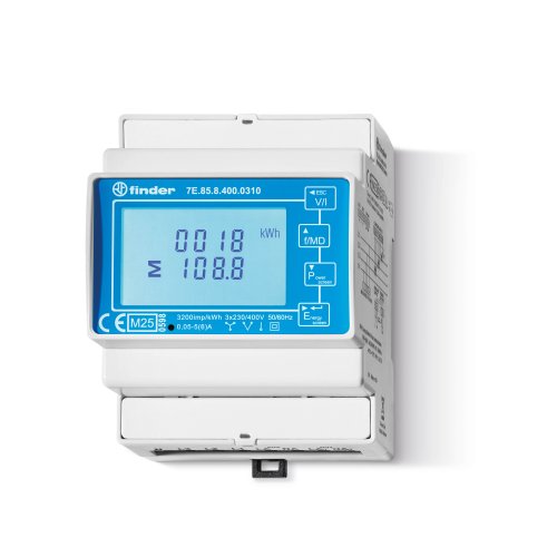 Finder FIN KWH MTR 3x6A d+n LCD MID M-Bus+2xSO - 7e8584000310 - 20007951