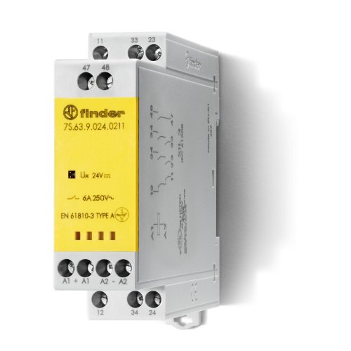 Finder FIN REL.GEDWONG.CONT.6A 24VDC 2M+1V+1M - 7s6390240211 - 20008110
