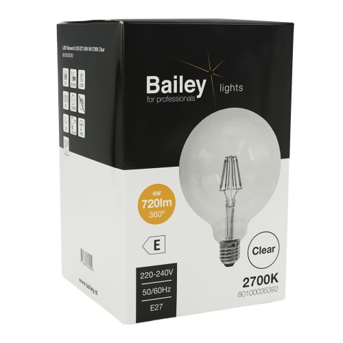 BAILEY led filament globe g125 6w e27 80100035392 - 80100035392 box - 11001916