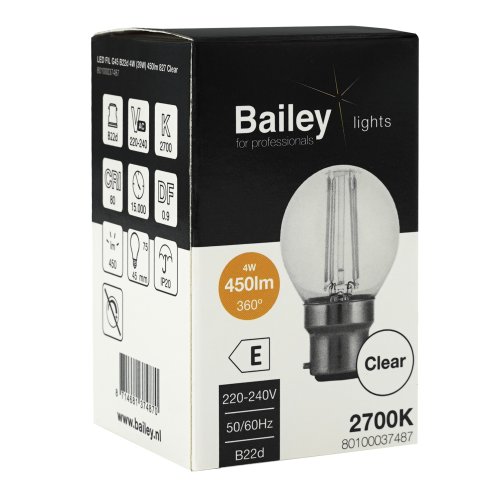 BAILEY led filament g45 b22d 230v 4w 2700k helder - 80100037487 box - 4020730