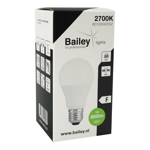 BAILEY ledlamp 7w e27 24v 2700k 700lm - 80100040597 box - 4020448