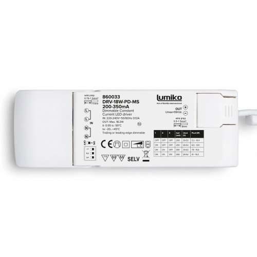 KLEMKO leddriver 350ma 9-18w dimbaar DRV-18W350PD-MS - 860033 3 - 7100692