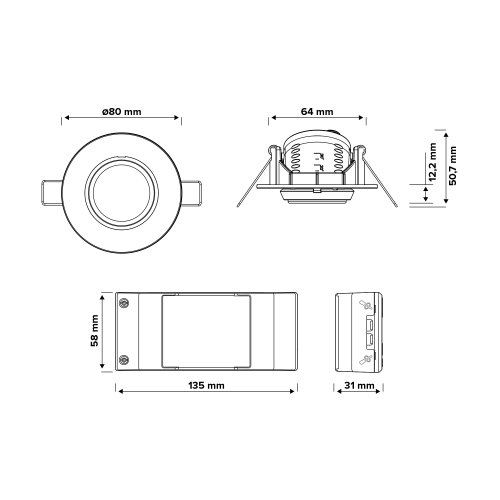 KLEMKO bewegingsmelder inbouw PLF-IB-PIR/1U - 870551 2 - 7100696