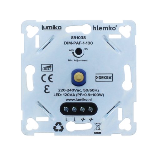 KLEMKO uni led dimmer faseafsnijding 1-100w DIM-PAF-1-100 - 891038 - 11002234