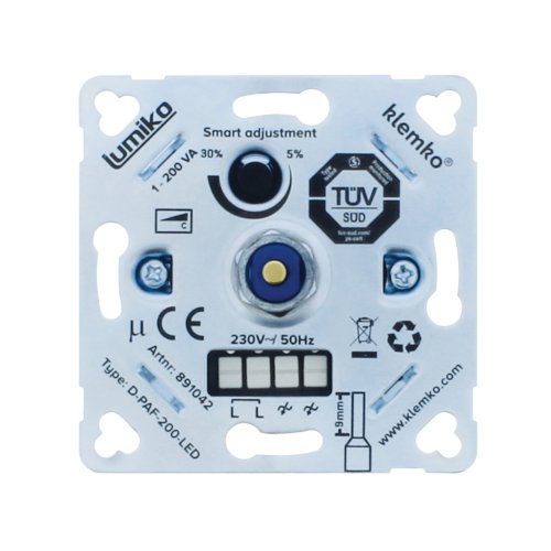 KLEMKO uni led dimmer faseafsnijding 200W D-PAF-200-LED - 891042 - 7100666