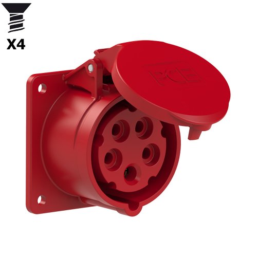 PCE CEE inbouw wcd recht 16A 5p 400V 6h rood IP54 flens 75x75mm vg - 8b70dbbfc04ec923f1665a8df6a144fa - 20158261