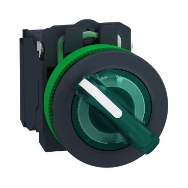 Schneider Electric Illuminated selector switch flush mounted, plastic, green, &Oslash;30, 2 posi - 98c2104c2c0507bf601266a7e21fdc7d - 20084142