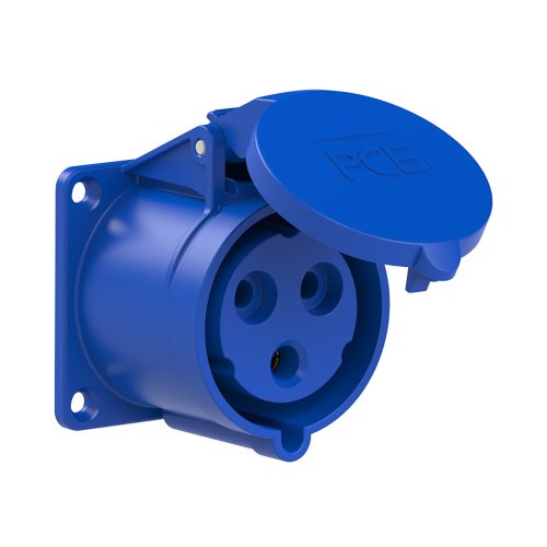 PCE CEE inbouw wcd recht 32A 3p 230V 6h blauw IP44 flens 70x70mm - 9ed50df61a3a0dd7ce2299583b8cfd9b - 20158265