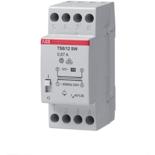 ABB Componenten Beltrafo, inp 230VAC,outp 4-8-12VAC/ 0,67A, met aan/uit schakelaar - 9iba208098 - 20124320