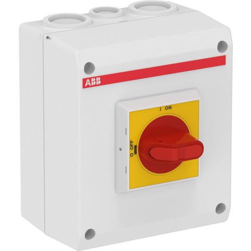 ABB Componenten Lastscheider, 3P 32A, 2xM25+M16 rood/gele knop - 9paa00000001060 - 20094014