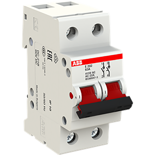 ABB Componenten Aan-Uit schakelaar, rood 2 polig, 63A - 9paa00000010029 - 20114123