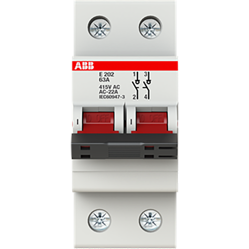 ABB Componenten Aan-Uit schakelaar, rood 2 polig, 63A - 9paa00000010061 - 20114123