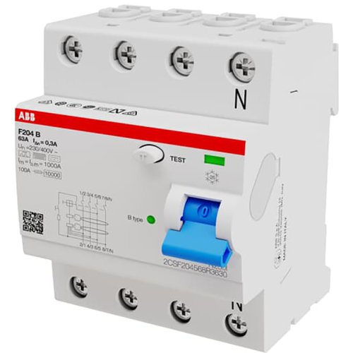 ABB Componenten Aardlekschakelaar 4 polig, 63A, 300mA B type - 9paa00000045543 - 20124070