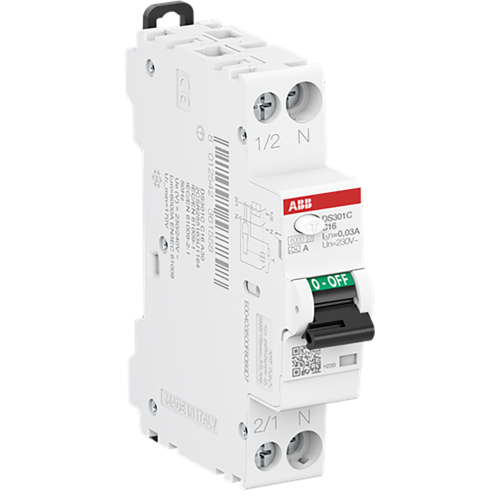 ABB Componenten Aardlekautomaat 1P+N, C Kar, 16A, 30mA, 6kA Omverpakking 96 stuks - 9paa00000050573 - 20124661