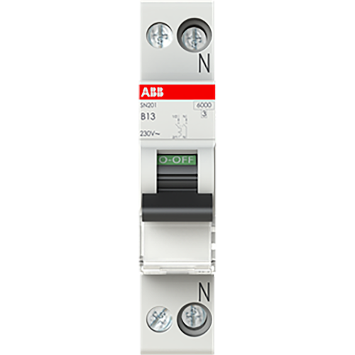 ABB Componenten Installatieautomaat 1P+N, 6kA-10kA, B kar, 13A - 9paa00000095384 - 20125150