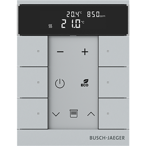 ABB Busch-Jaeger FaH Tenton thermostaat 6-voudig CO2 aluzilver - 9paa00000111364 - 20090587