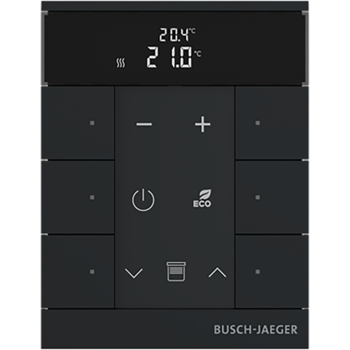 ABB Busch-Jaeger FaH Tenton thermostaat 6-voudig zwart mat - 9paa00000111412 - 20090603