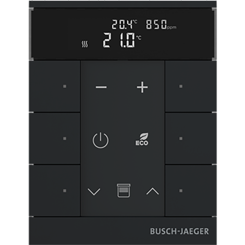 ABB Busch-Jaeger FaH Tenton thermostaat 6-voudig CO2 zwart mat - 9paa00000111418 - 20090605