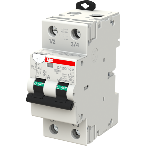 ABB Componenten Aardlek automaat DS202CRM 2P C13 30mA 10kA Type A Tractie 110V - 9paa00000117660 - 20172457