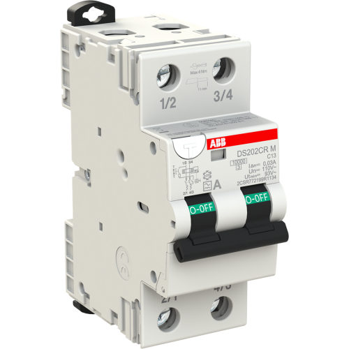 ABB Componenten Aardlek automaat DS202CRM 2P C13 30mA 10kA Type A Tractie 110V - 9paa00000117724 - 20172457