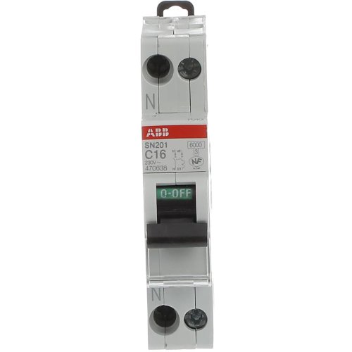 ABB Componenten Installatieautomaat 1P+N - N Links - 6 kA - C Char. - 16A - 9paa00000137564 - 20125167