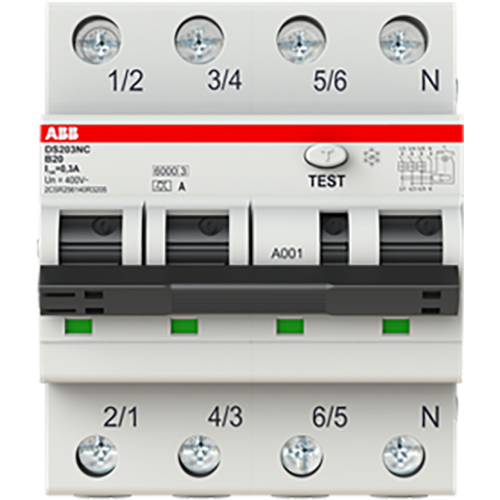 ABB aardlekautomaat b20a 3p+n DS203NC B20 A300 - 9paa00000156766 - 11006606
