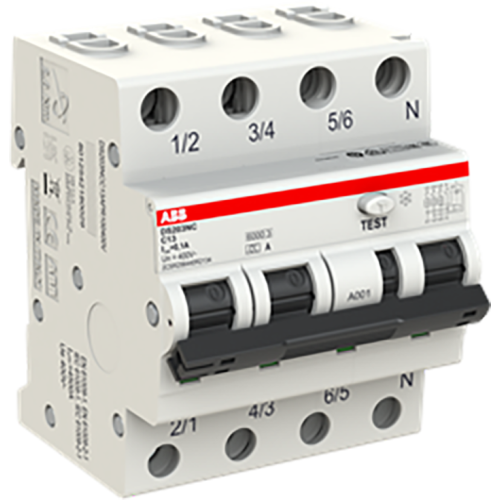 ABB Componenten Aardlekautomaat 3P+N, C Kar, 13A, 100mA, 6kA A type, vertraagd - 9paa00000157590 - 20124914