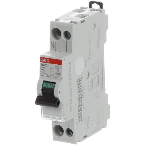 ABB Componenten Installatieautomaat 1P+N - N Links - 6 kA - C Char. - 2A - 9paa00000161308 - 20125166