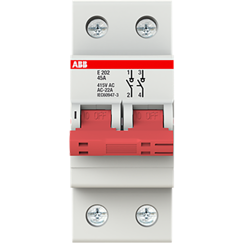 ABB Componenten Aan-Uit schakelaar, rood 2 polig, 45A - 9paa00000217267 - 20114122