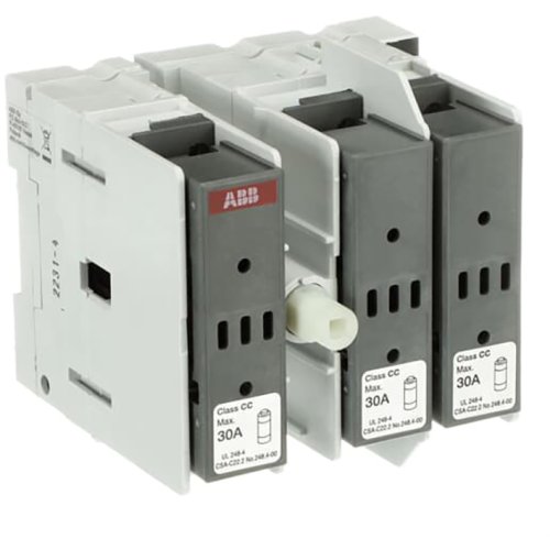 ABB Componenten Veilighedenlastscheider 30A, 3P, CC zekering, zijkant bediending - 9paa00000228806 - 20096143