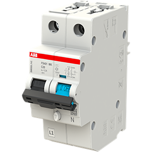 ABB Componenten Aardlekbev. met overstroombeveiliging B Kar, 20A, 300mA, 10kA 1P+Bev.  - 9paa00000230787 - 20112927