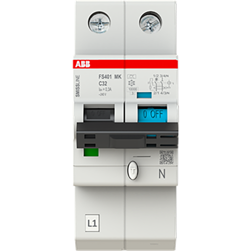 ABB Componenten Aardlekbev. met overstroombeveiliging B Kar, 32A, 300mA, 10kA 1P+Bev.  - 9paa00000230792 - 20112929