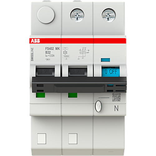 ABB Componenten Aardlekautomaat met overstroombeveiliging B Kar, 32A, 30mA, 6kA 2P - 9paa00000248347 - 20112985