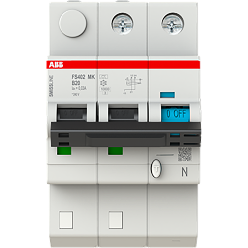 ABB Componenten Aardlekautomaat met overstroombeveiliging B Kar, 16A, 30mA, 6kA 2P - 9paa00000248368 - 20112982