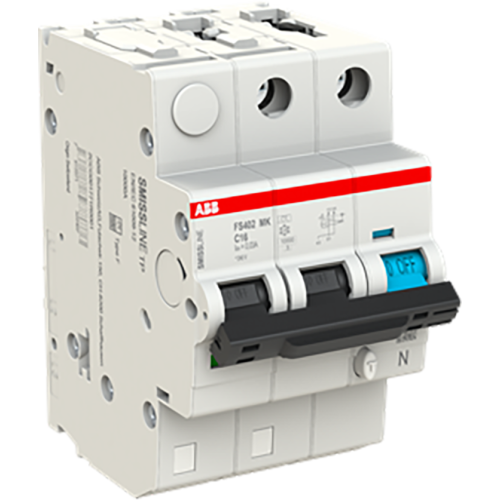 ABB Componenten Aardlekautomaat met overstroombeveiliging C Kar, 20A, 30mA, 6kA 2P - 9paa00000248376 - 20112990