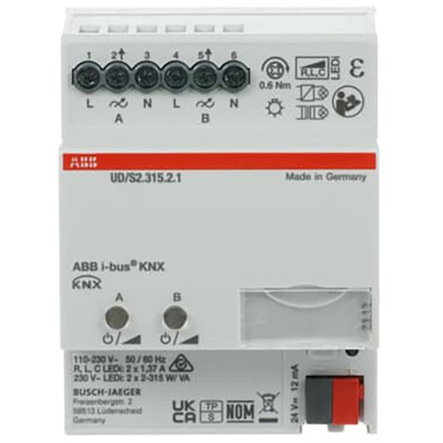 ABB Busch-Jaeger KNX UD/S2.315.2.1 LED Dimmer, 2-voudig, 315 W/VA - 9paa00000250280 - 20090303