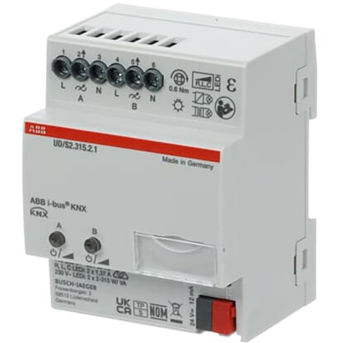 ABB Busch-Jaeger KNX UD/S2.315.2.1 LED Dimmer, 2-voudig, 315 W/VA - 9paa00000250281 - 20090303