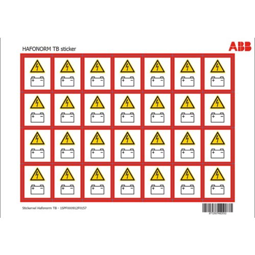 ABB Installatiedozen en -kasten Hafonorm sticker sheet TB - 9paa00000259214 - 20087489