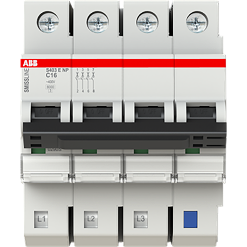 ABB Componenten Installatieautomaat SmissLine S400E 3P+N C16 6kA - 9paa00000288402 - 20113025