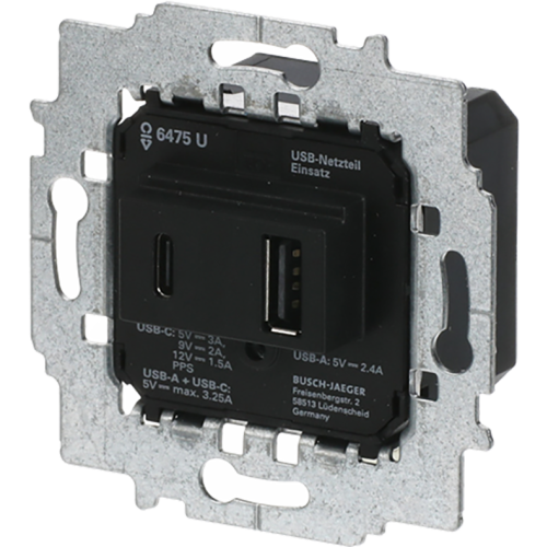 B&J usb netvoedingssokkel USB-A en USB-C 3000ma 6475 U - 9paa00000292284 - 11001044